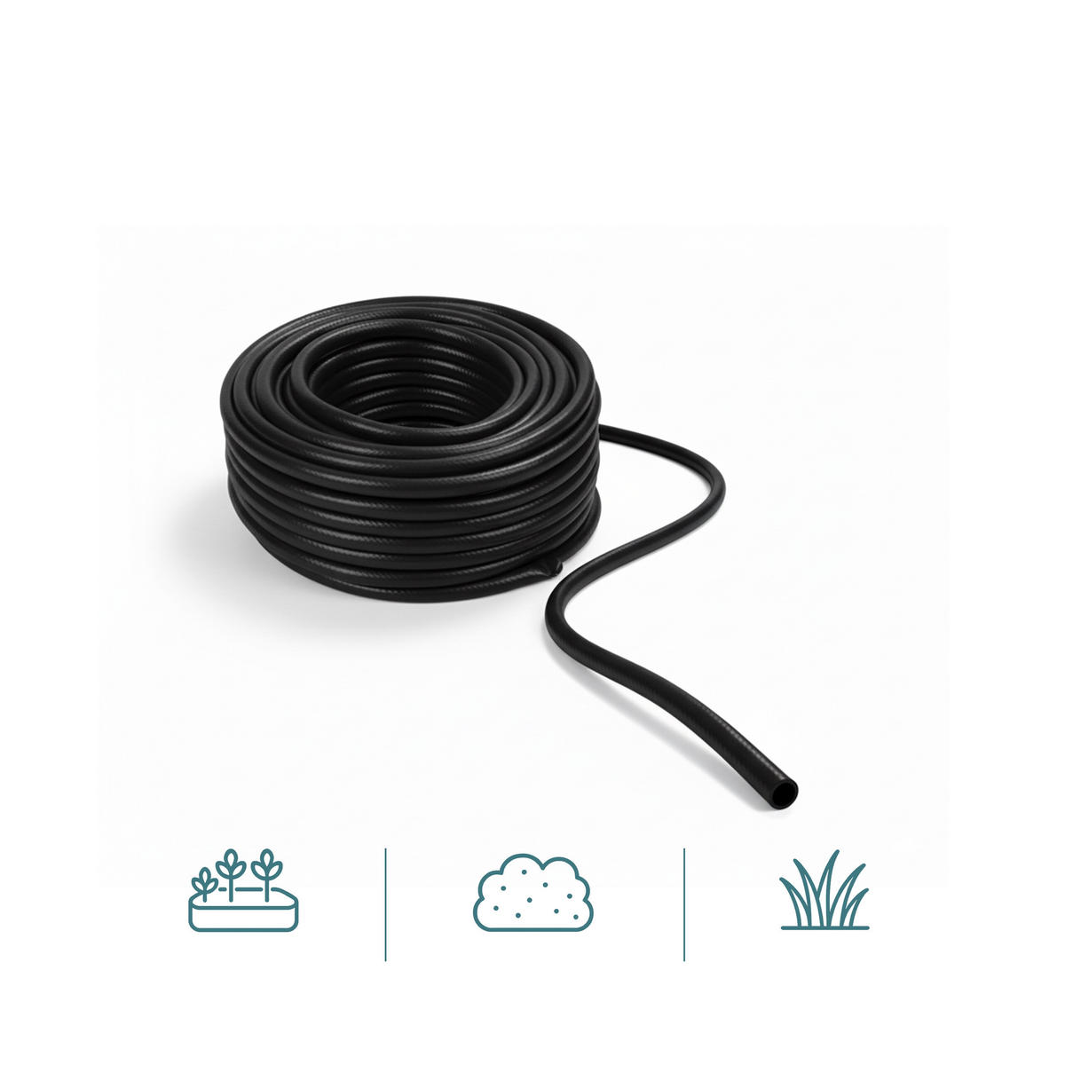 GARTENSCHLAUCH Schwarz 100 m UV beständig - Schwarz, Kunststoff (10000cm) - Relaxdays