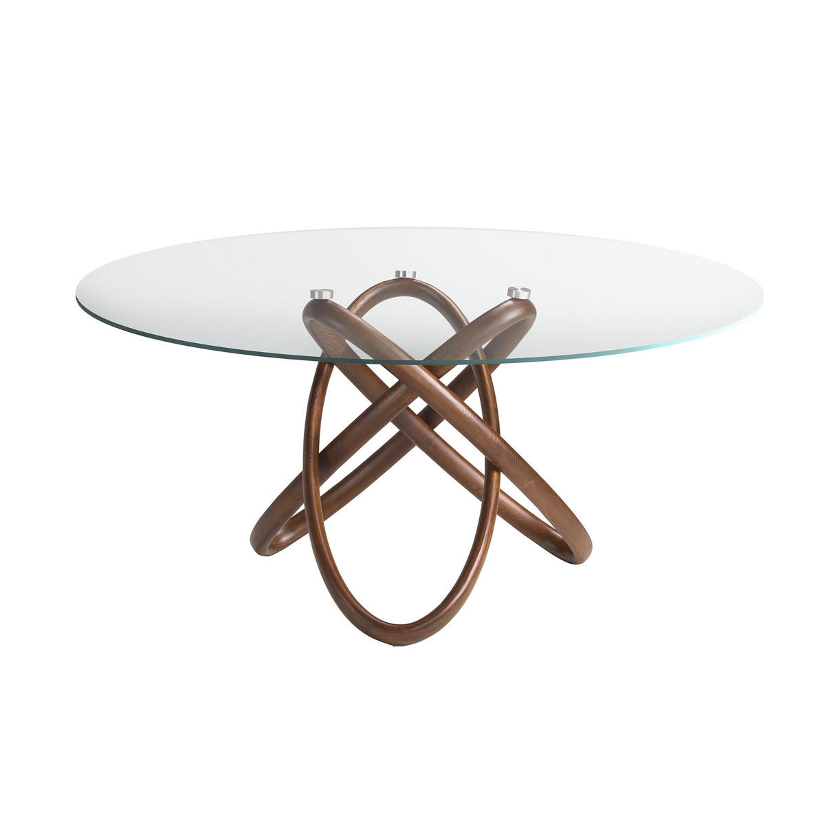 ESSTISCH Rund Glas Walnuss Ø150/75 cm - Transparent/Walnussfarben, Holz (150/150/75cm) - ANGEL CERDA