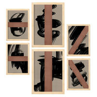 POSTER Set Mit 6 Utopisches Handwerk In Form Abstracts Ästhetische Dekorative Gemälde Für Ihr Wohnzimmer Zuhause A3 & A4 Rahmen Aus Hellem Holz - Beige, Papier (29/3cm) - Nacnic