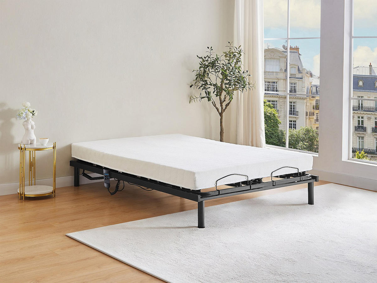 BETTGESTELL mit verstellbarem Lattenrost - 2 Personen - metall - schwarz Pandino - Schwarz, Metall (140/200cm) - Vente-Unique