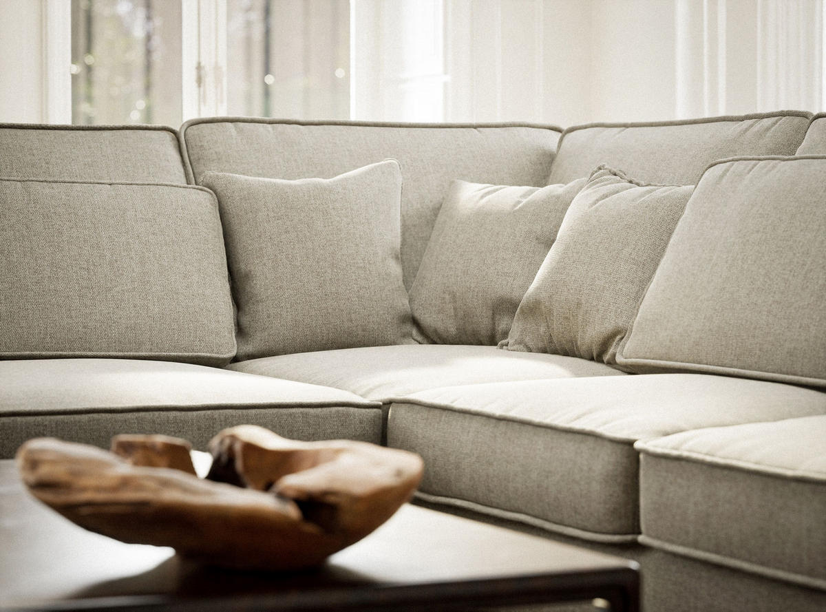 ECKSOFA Kirou Beige Webstoff - Links Seite - Beige/Schwarz, Holz/Holzwerkstoff (225/311cm) - Maison de Reve