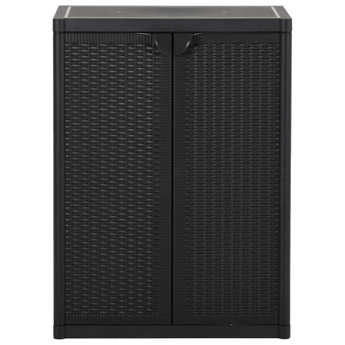 GARTENSCHRANK Schwarz 65/45/88 Cm Pp Rattan-Optik - Schwarz, Holzwerkstoff/Kunststoff (65/88/45cm) - vidaXL