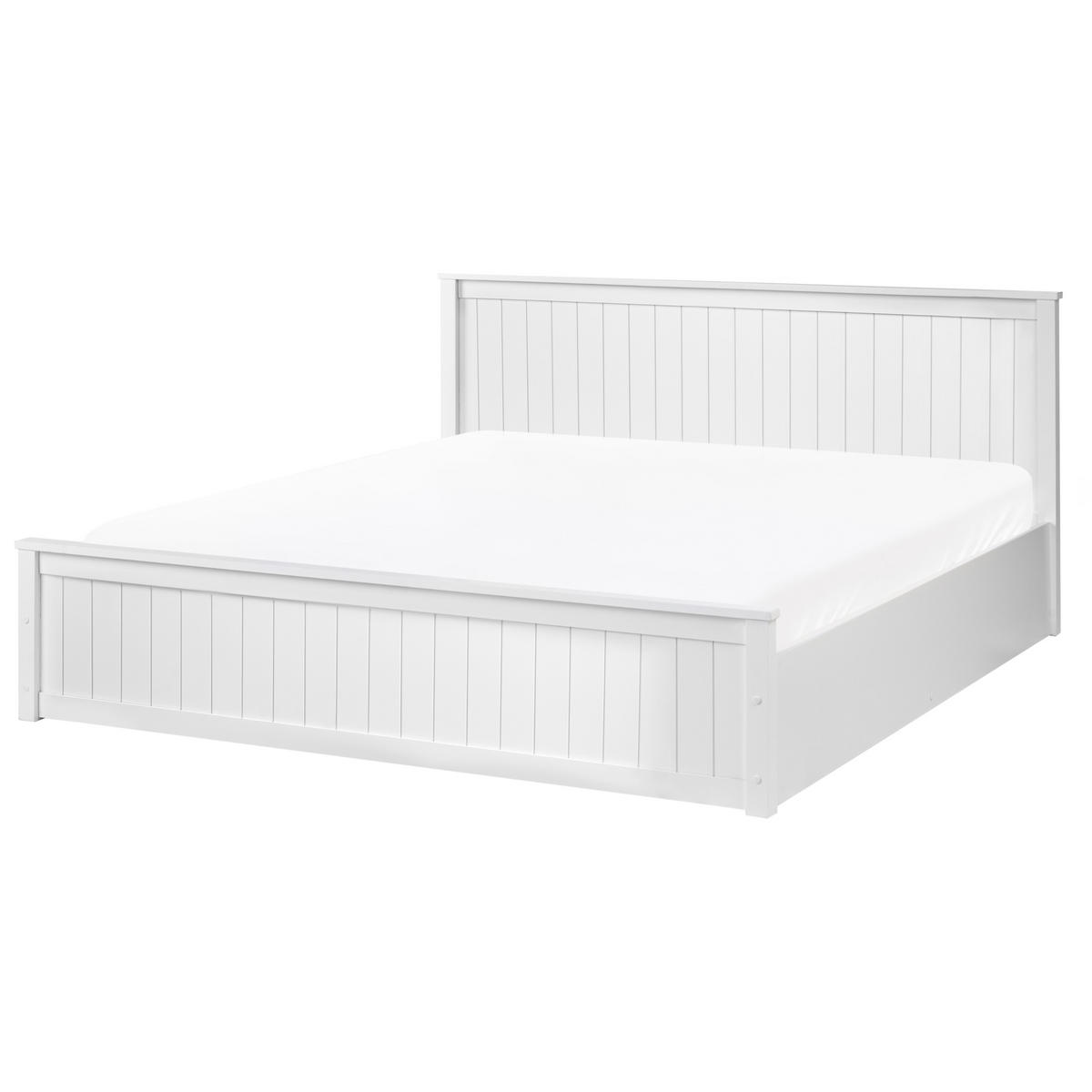 BETT mit Stauraum 180/200 Kiefernholz Weiß Lambres - Weiß, Holz (180/200cm) - Beliani