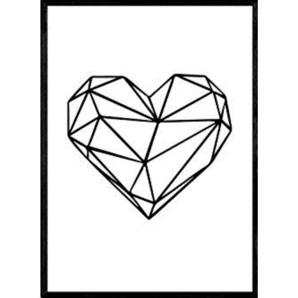 POSTER Nordic Strichzeichnung Herzblatt A4 Rahmenlos - Klar, Papier (29.7/5/21cm) - Nacnic