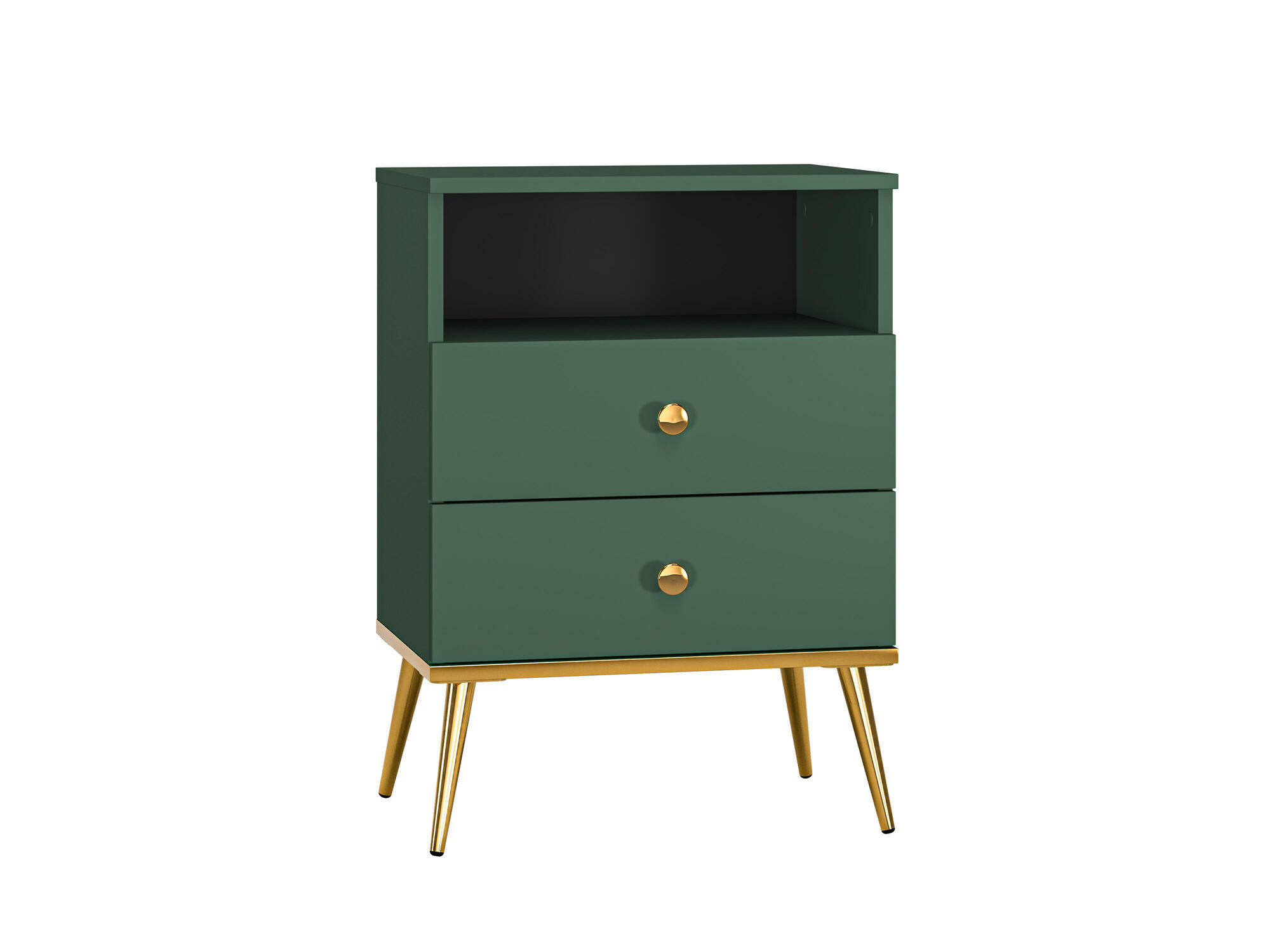 NACHTTISCH FORT Grün, Gold 50x34x70 cm - Goldfarben/Grün, Holzwerkstoff (50/70/34cm) - FURNLUX