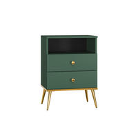 NACHTTISCH FORT Grün, Gold 50x34x70 cm - Goldfarben/Grün, Holzwerkstoff (50/70/34cm) - FURNLUX