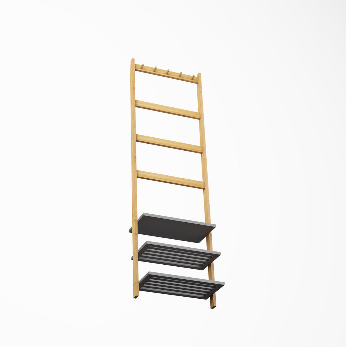 HOCHSCHRANK mit 2 offenen Fächern Bambus Natur - Braun, Holzwerkstoff (28.5/183/52cm) - Beauniv
