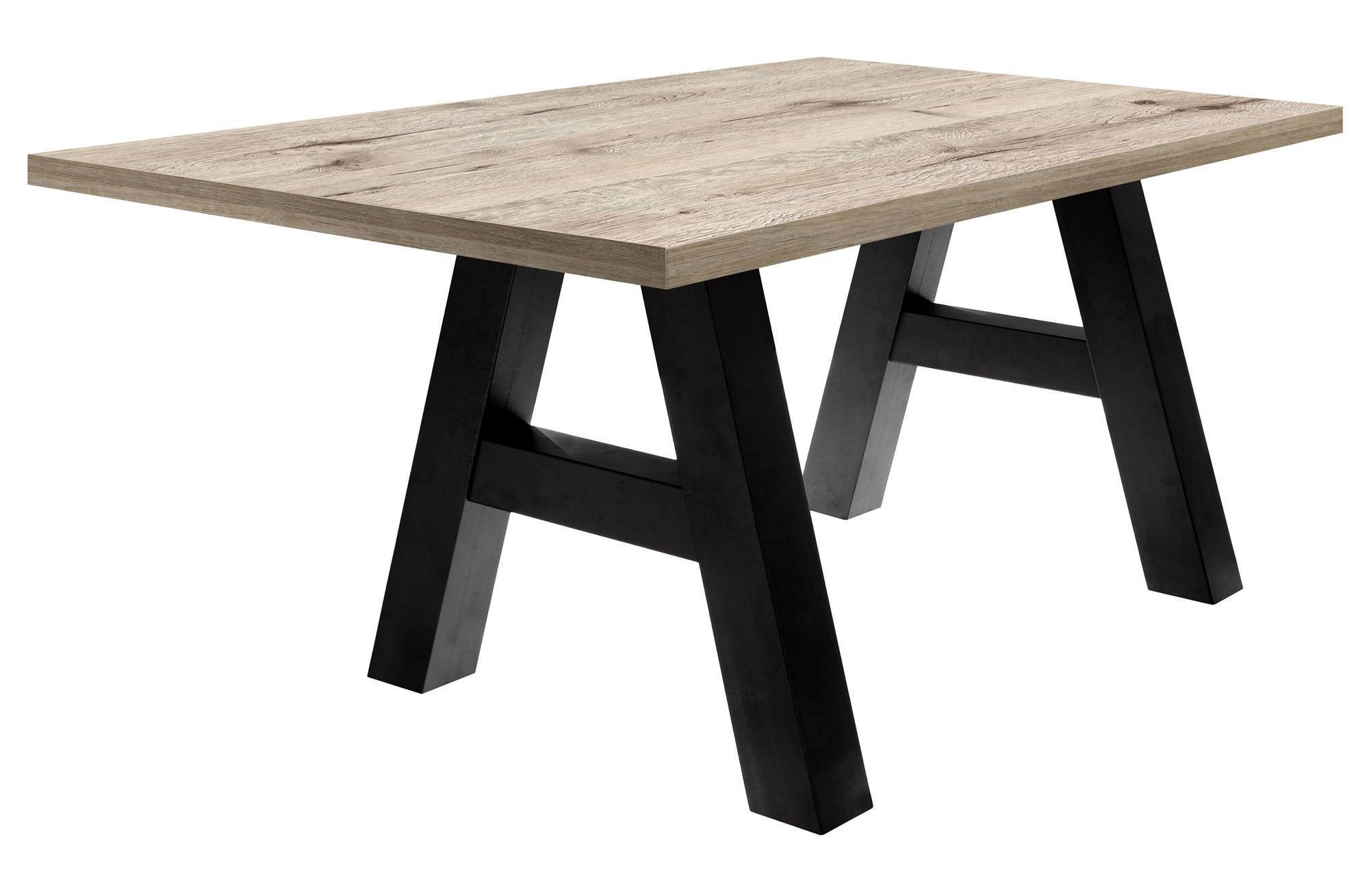 ESSZIMMERTISCH Elia 8 160 x 90 x 75 Esstisch Schwarzstahl/Sandeiche - Dunkelbraun, Holz (160/90/75cm) - 58aufmkessel