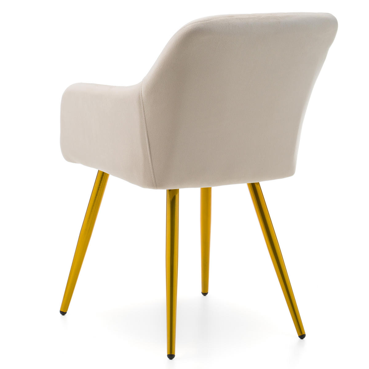 STUHL ORTE gepolstert mit Steppung - beige goldene beine - Samt Velours - Beige/Goldfarben, Textil/Metall (56/85/62cm) - NEW HOME