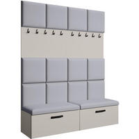 GARDEROBE Margaret I+I 162/203/43 mit gepolsterten Paneelen und Schuhschrank - Kaschmir/Schwarz, Holzwerkstoff/Kunststoff (162/203/43cm) - Beautysofa