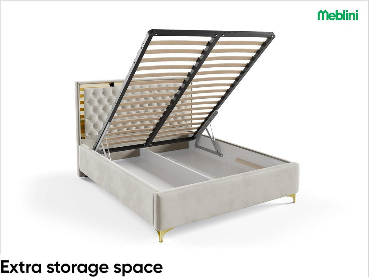 POLSTERBETT ARONA - Beige, Textil (120/200cm) - Meblini
