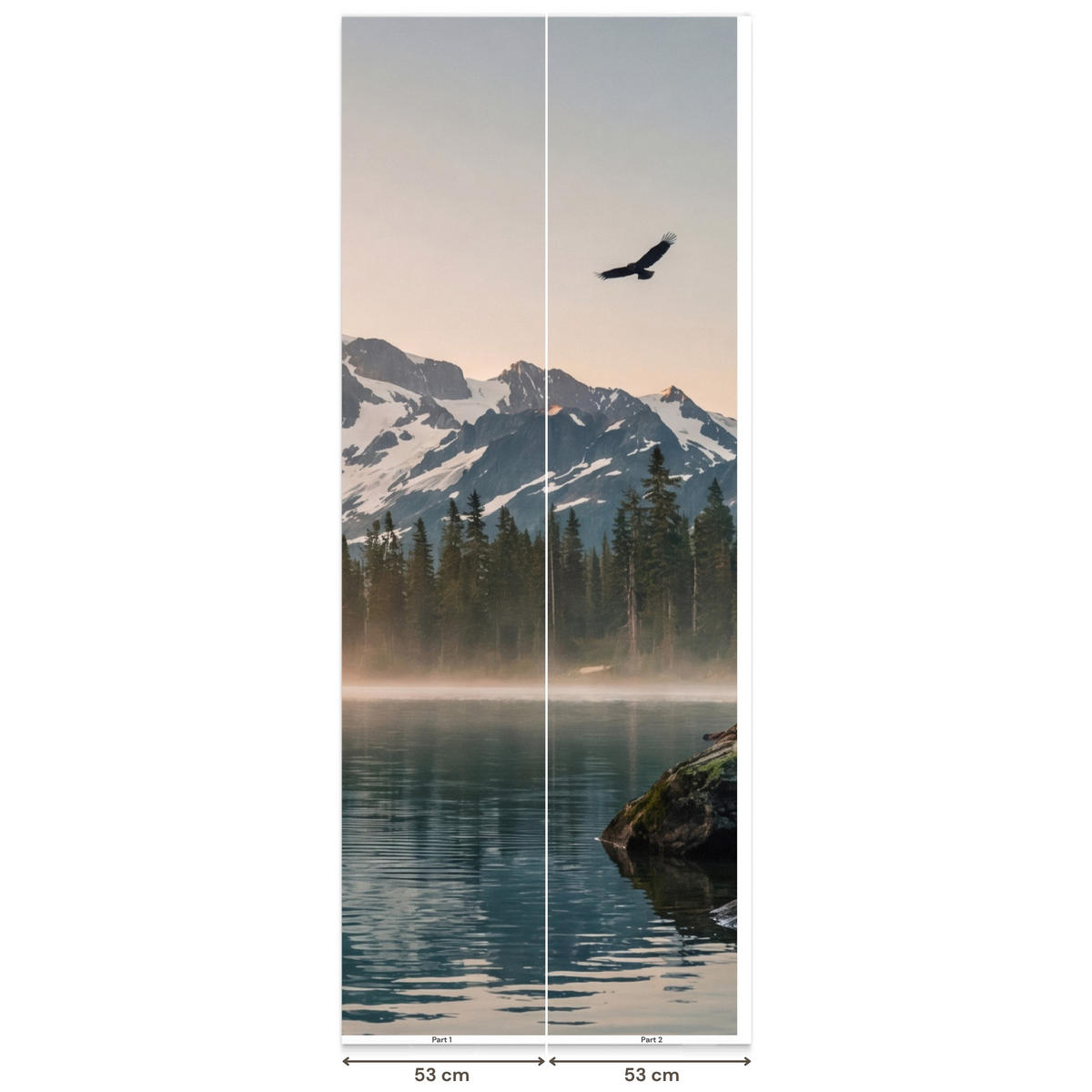 TAPETE - Berge - Wasser - Bäume - 100x240 cm - Multicolor, Papier (100/240cm) - OnlyWow