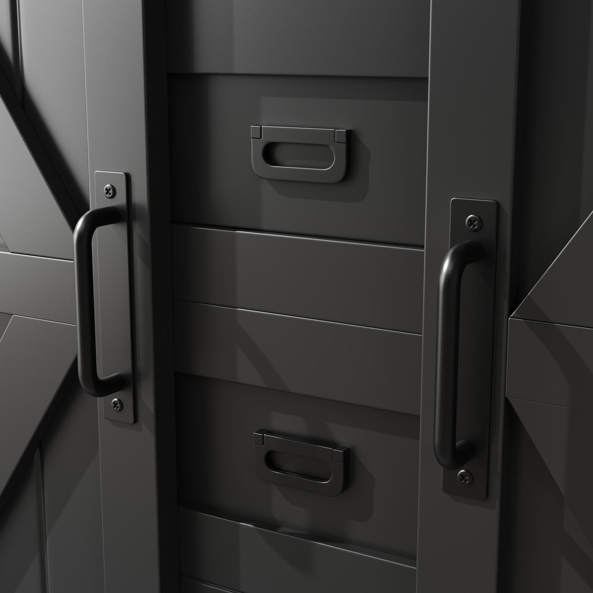 GESCHIRRSCHRANK aus MDF & Metall 115x40x174,7 cm in Schwarz mit LED - Schwarz, Holzwerkstoff (115/174.7/40cm) - Modfu