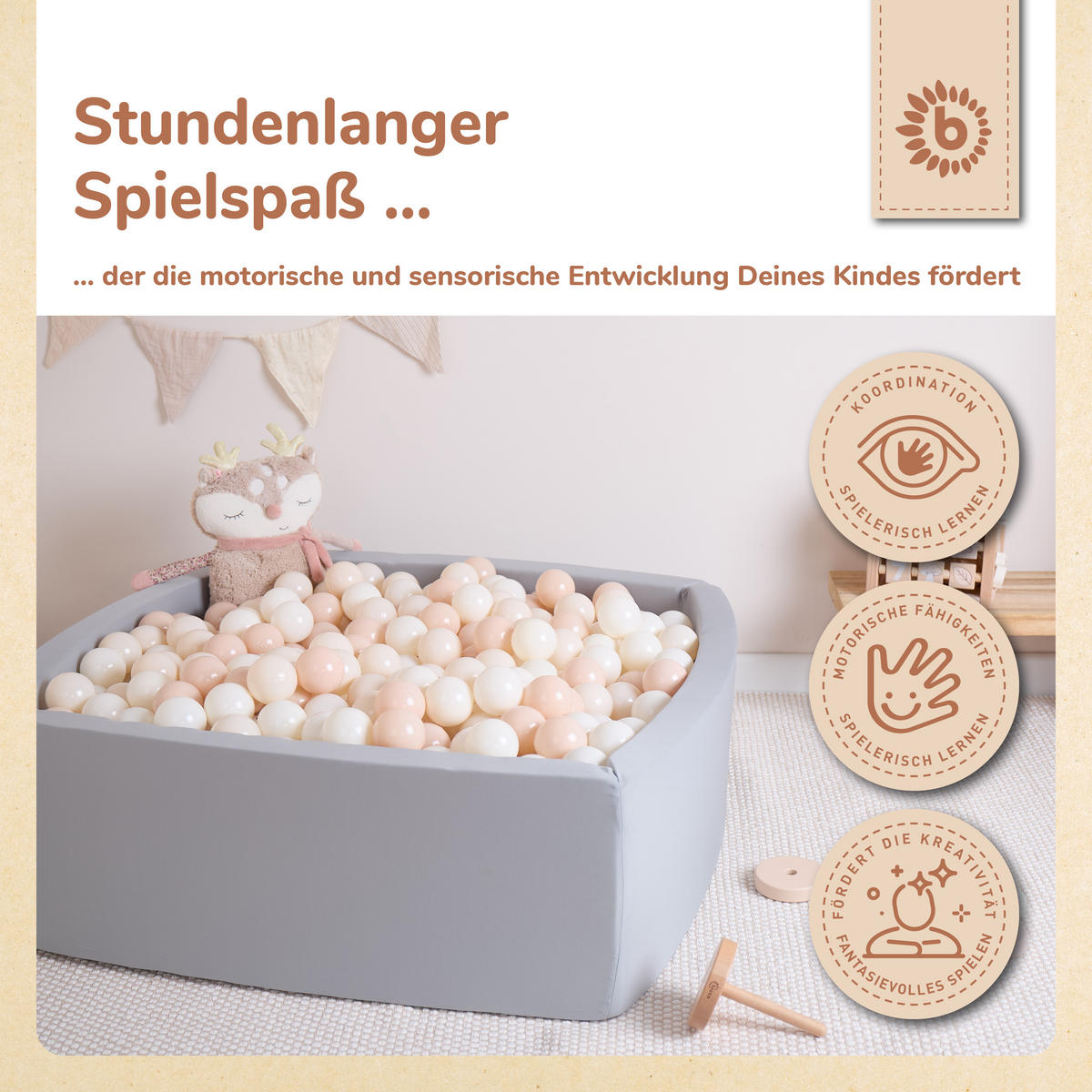 BÄLLE für Bällebad Vintage Flowers 100 S - Multicolor, Kunststoff (35/20cm) - Bieco Spielwaren