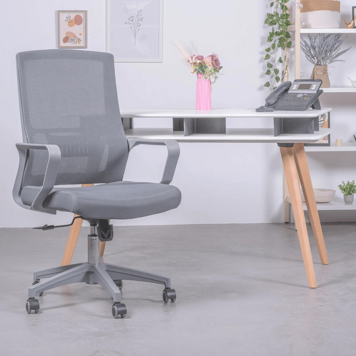 BÜROSTUHL Textil Dunkelgrau - Dunkelgrau, Textil (60/100/58cm) - Nest Dream