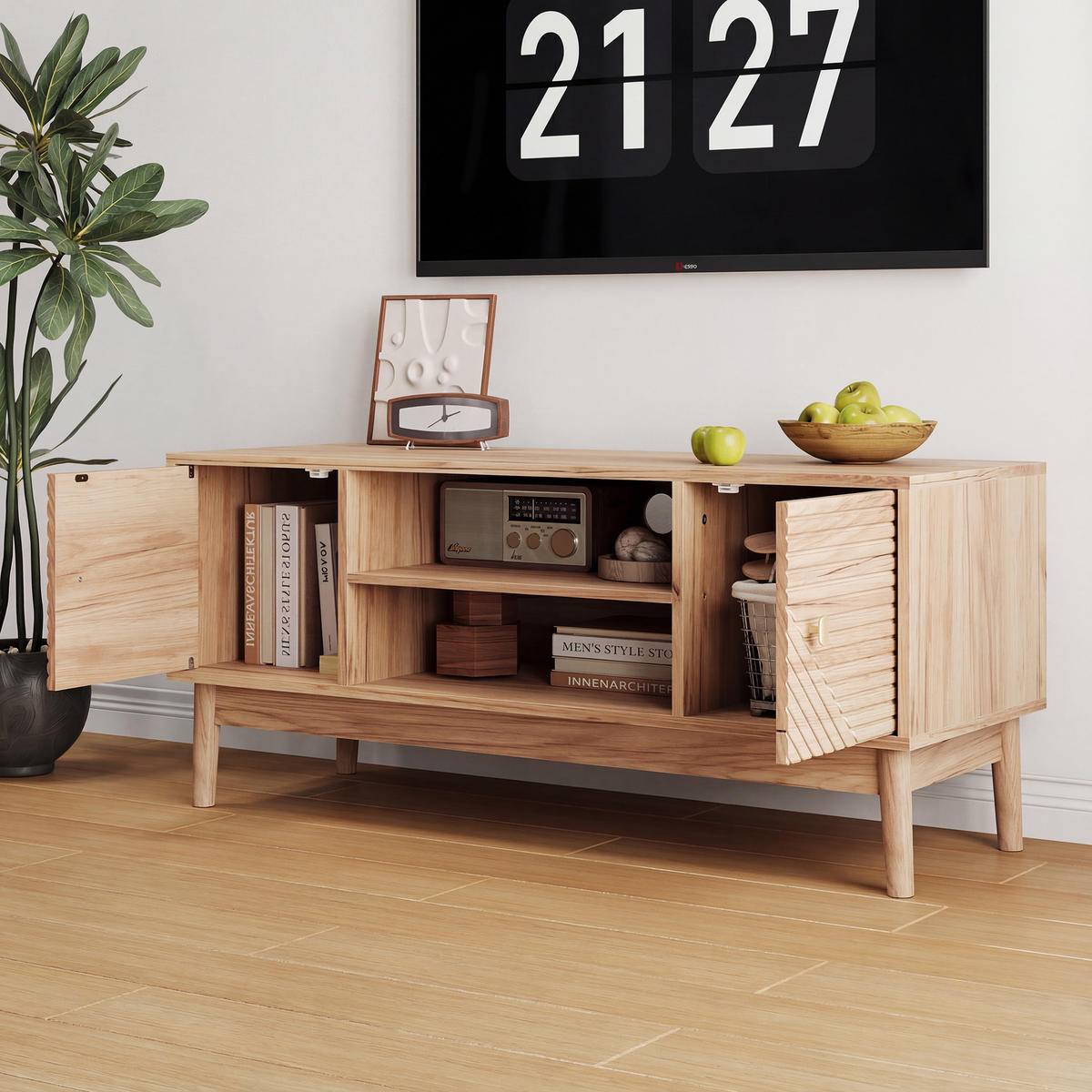 TV-SCHRANK 110 cm mit Stauraum für 32/45 Zoll, Eiche - Eichefarben, Holzwerkstoff (110/48/40cm)