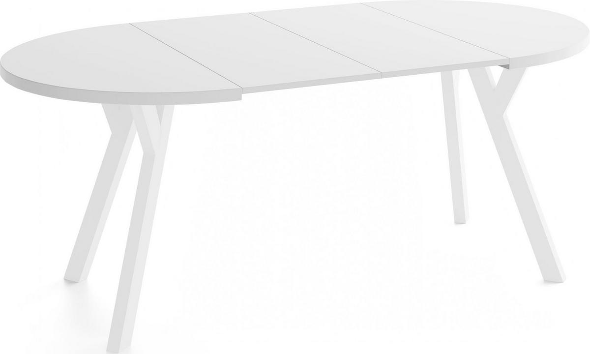 ESSTISCH Vero Weiß rund ausziehbar verlängerbar, Weiß 100-200/100/77 cm - Weiß, Holz/Holzwerkstoff (100/200/76.5cm) - WFL GROUP