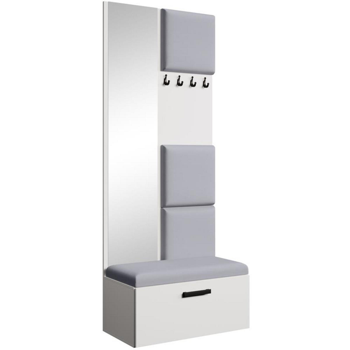 GARDEROBE Margaret III 81/203/43 mit gepolsterten Paneelen - Schwarz/Weiß, Holzwerkstoff/Kunststoff (81/203/43cm) - Beautysofa