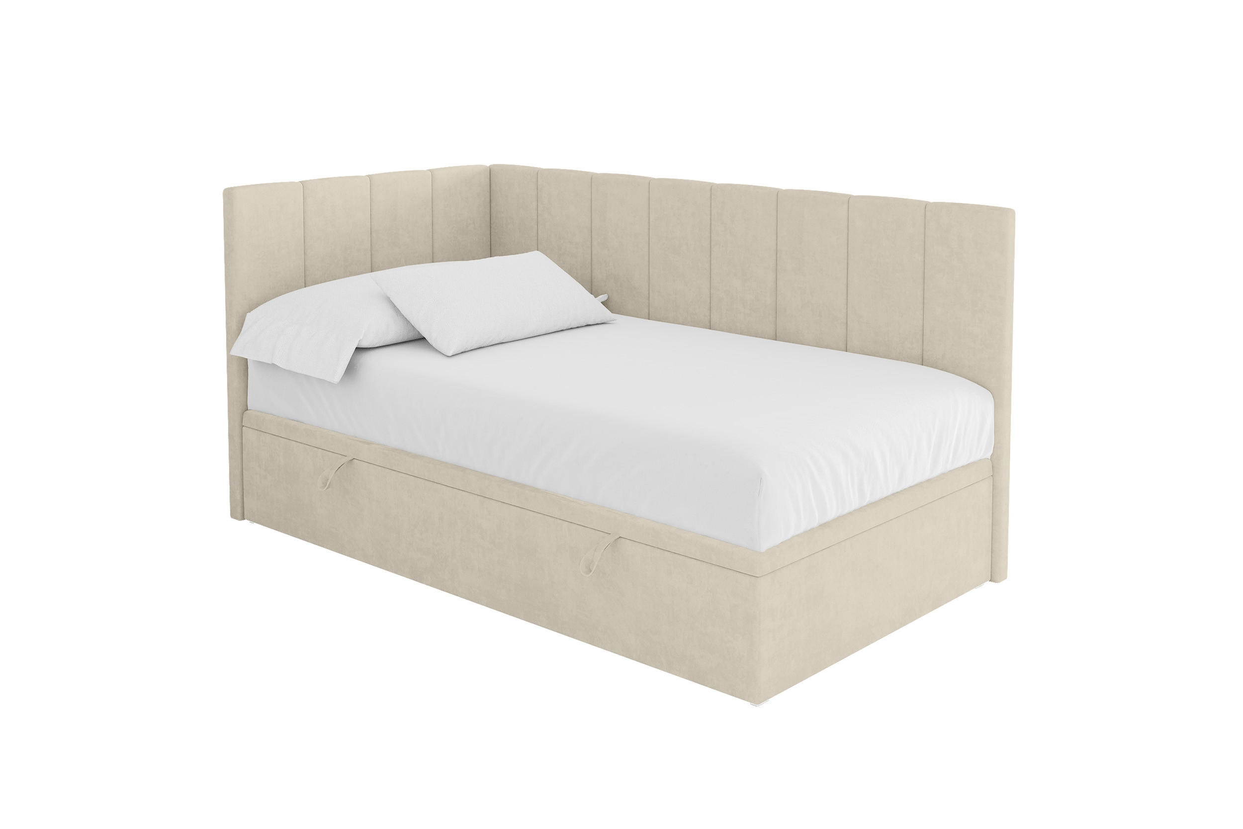 ALTDECOR JEDNOLŮŽKOVÁ POSTEL pro mládež s úložným prostorem vpravo, s matrací - LOVY 100x200 béžová