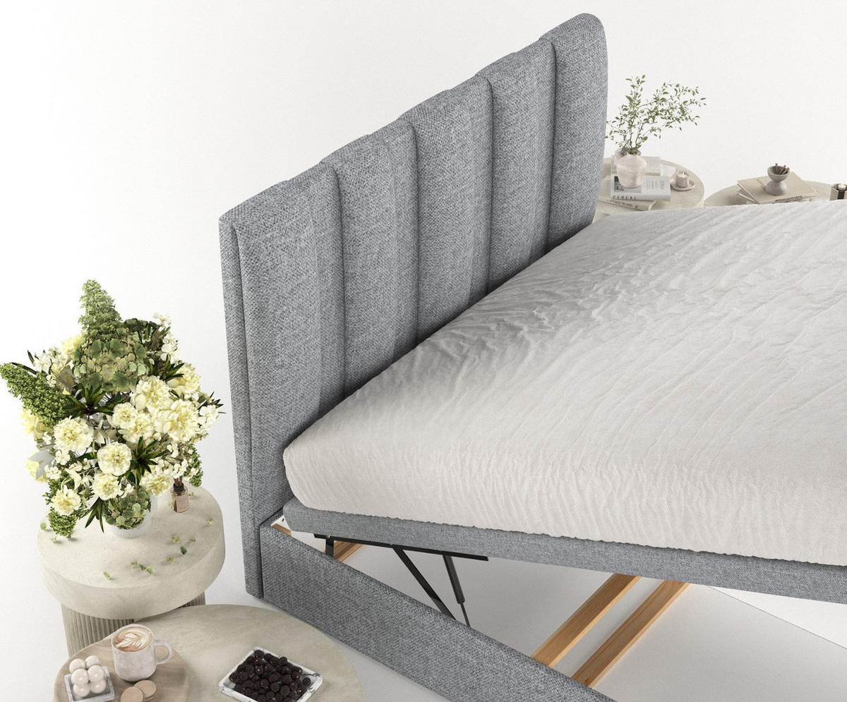POLSTERBETT Orta mit Stauraum 140/200 cm Grau im Alta Stoff - Schwarz/Grau, Holz/Holzwerkstoff (140/200cm) - AltaBeds