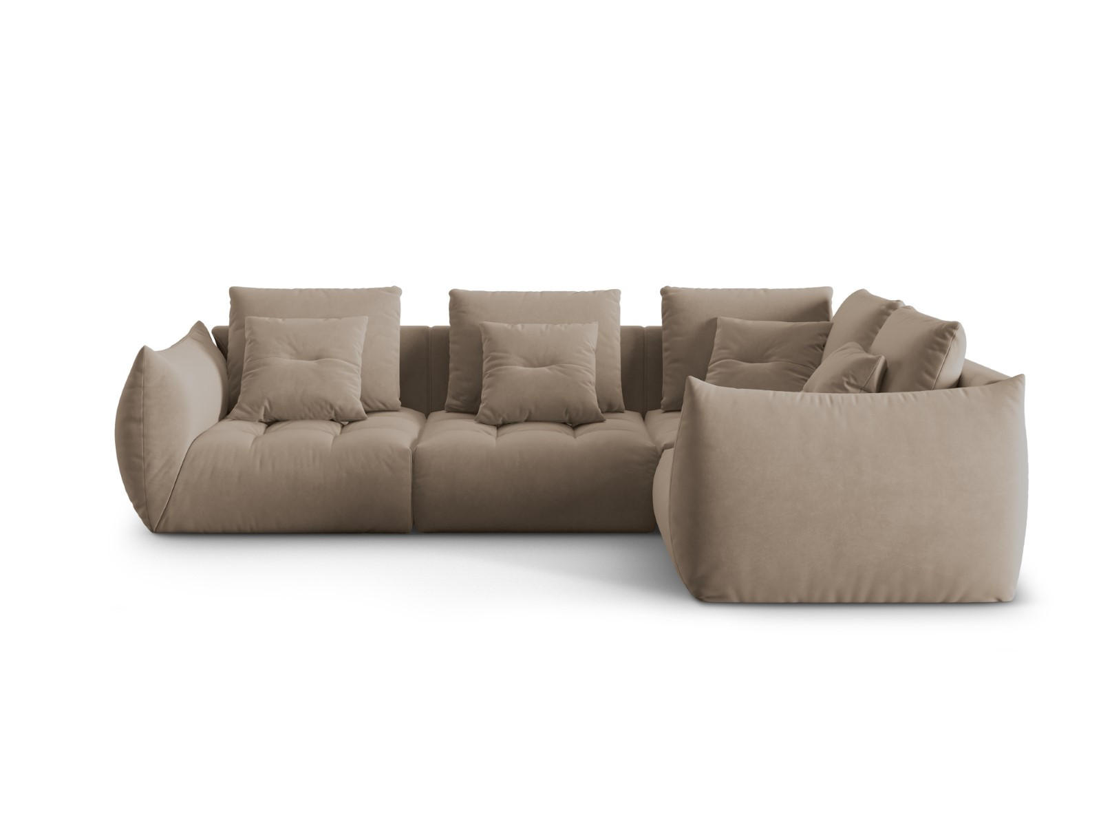 ECKSOFA modular rechts Bloom aus Samt hellbraun 3 Sitzplätze - Hellbraun, Textil (216/316cm) - Micadoni