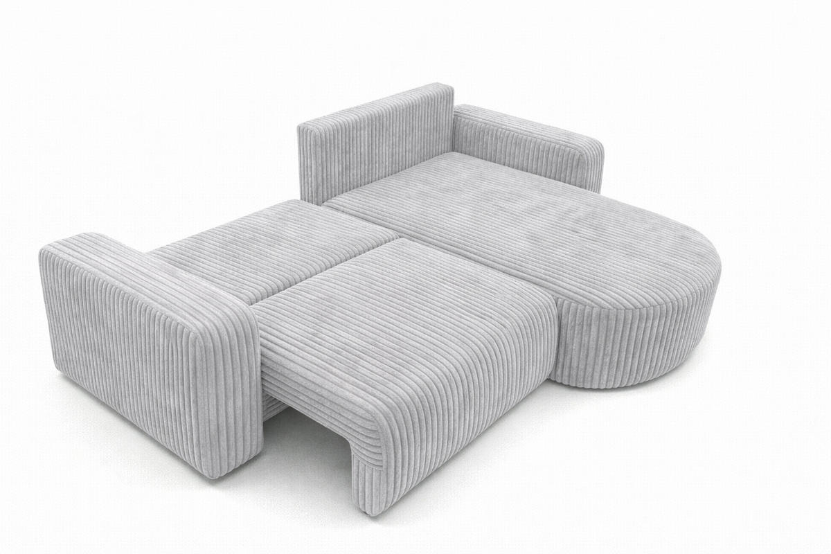 ECKSOFA Mit Schlaffunktion, Cordstoff Tilia, Grau, Rechts, ROUND ONE - Grau, Holz (244/175cm) - Kaiser Möbel