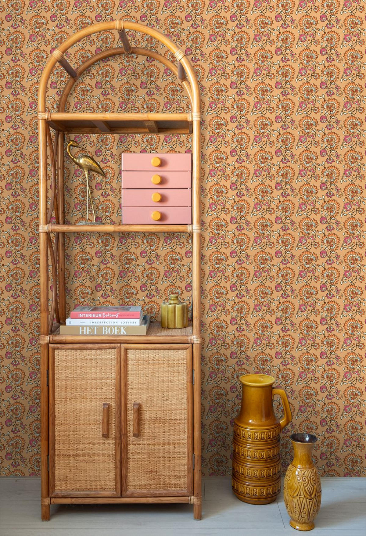 TAPETE Blumenmuster 50 x 900 cm - Orange, Papier (50/900cm) - ESTAhome