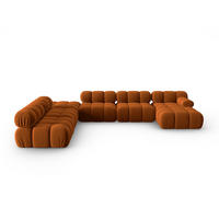 MODULARES-PANORAMASOFA links Bellis aus Samt terrakotta 7 Sitzplätze - Terra cotta, Textil (282/63/379cm) - Micadoni
