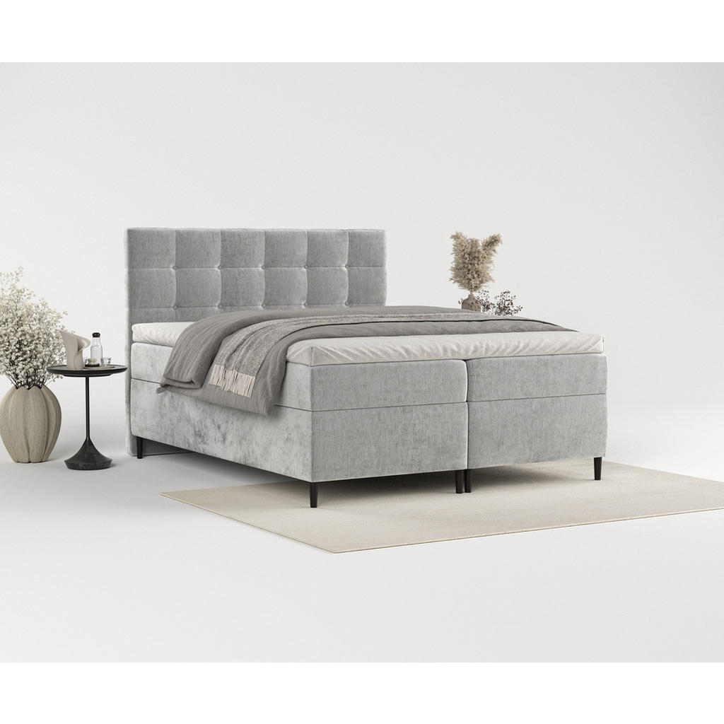 Thumbnail - Maison de Reve Boxbett, Hellgrau, Textil, Buche, Kiefer, H3, Höhe ca. 19 cm, 140x200 cm, Oeko-Tex® Standard 100, FSC 100...