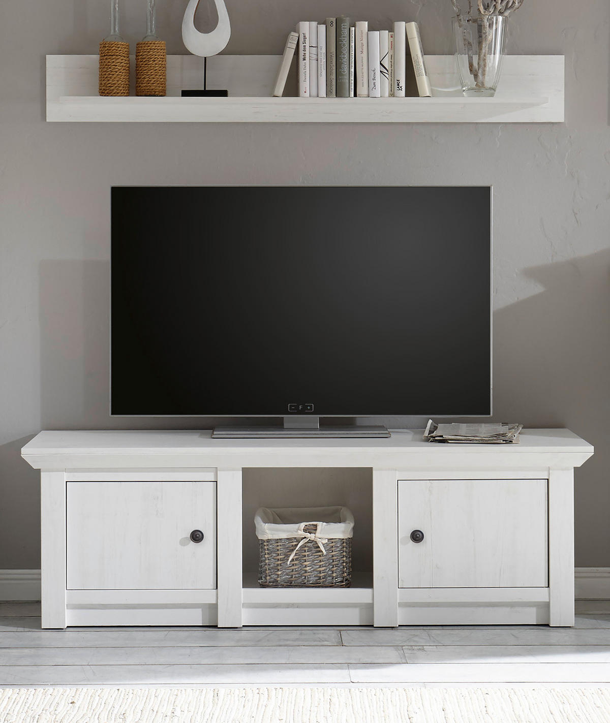 WANDBOARD weiß Pinie Landhaus, Wandregal 150 x 20 cm - Weiß, Holzwerkstoff (150/20/17cm) - Furn.Design