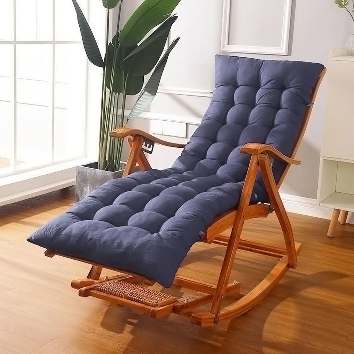 SONNENLIEGENAUFLAGE für Garten- und Terrassenstühle aus Polyester Schaumstoff in Dunkelblau 160 cm B x 50 cm - Dunkelblau, Textil (50/160cm) - Livingandhome