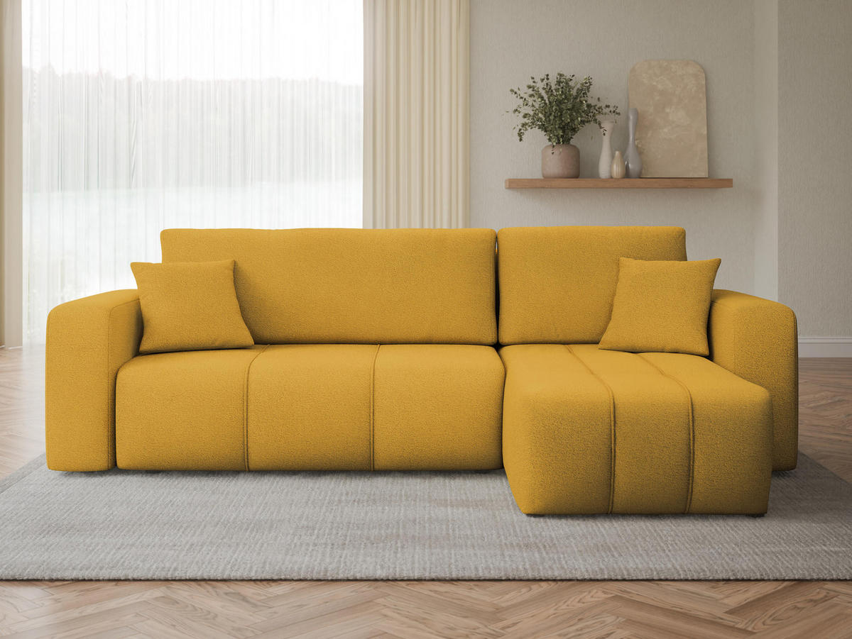 ECKSOFA Furyn - Gelb/Schwarz, Holz/Kunststoff (244/145cm) - MIRJAN24