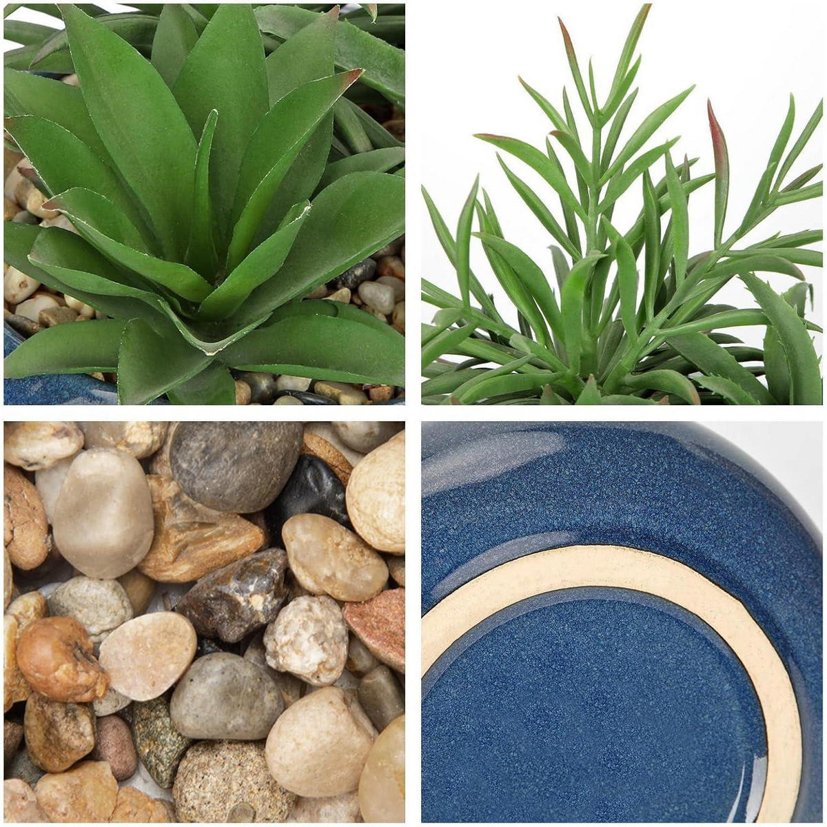 KUNSTPFLANZE Sukkulente im Keramiktopf 18 cm Blau - Blau, Keramik (18cm)