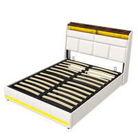 POLSTERBETT 140x200 cm mit Bettkasten LED Ladestation Weiß Doppelbett - Weiß, Holz (140/200cm) - PARAFTA HOME