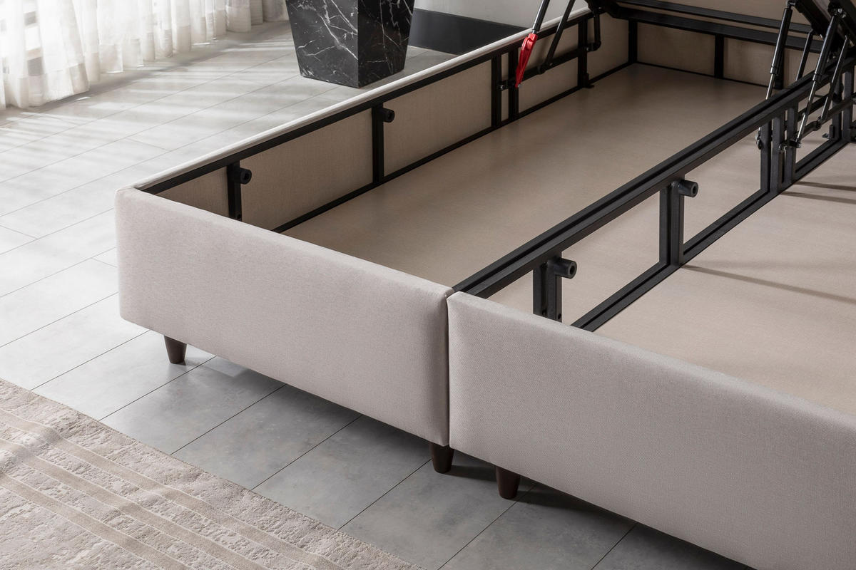 POLSTERBETT-SET Organic 150x200 Beige - Bett inkl. Matratze - Beige, Metall (150/200cm) - Villa Möbel