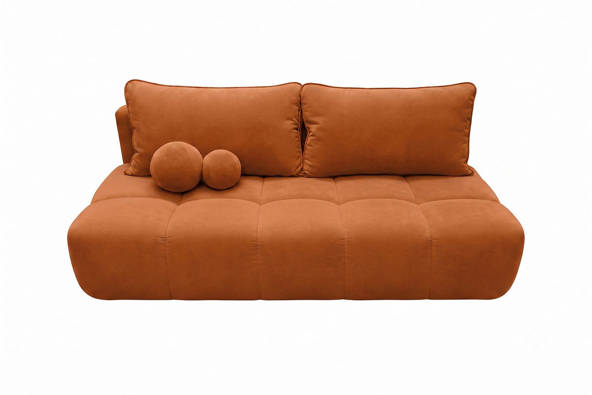 POHOVKA S funkcí spaní A úložným prostorem, sametová látka Bluvel, Skořicová, COCO - měděná, dřevo (205/97/105cm) - Kaiser Möbel