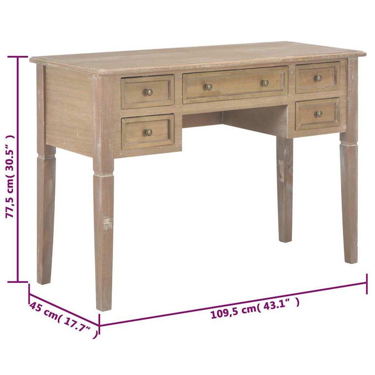 SCHREIBTISCH Braun 109,5/45/77,5 Cm Holz - Braun, Holz (109.5/45/77.5cm) - vidaXL