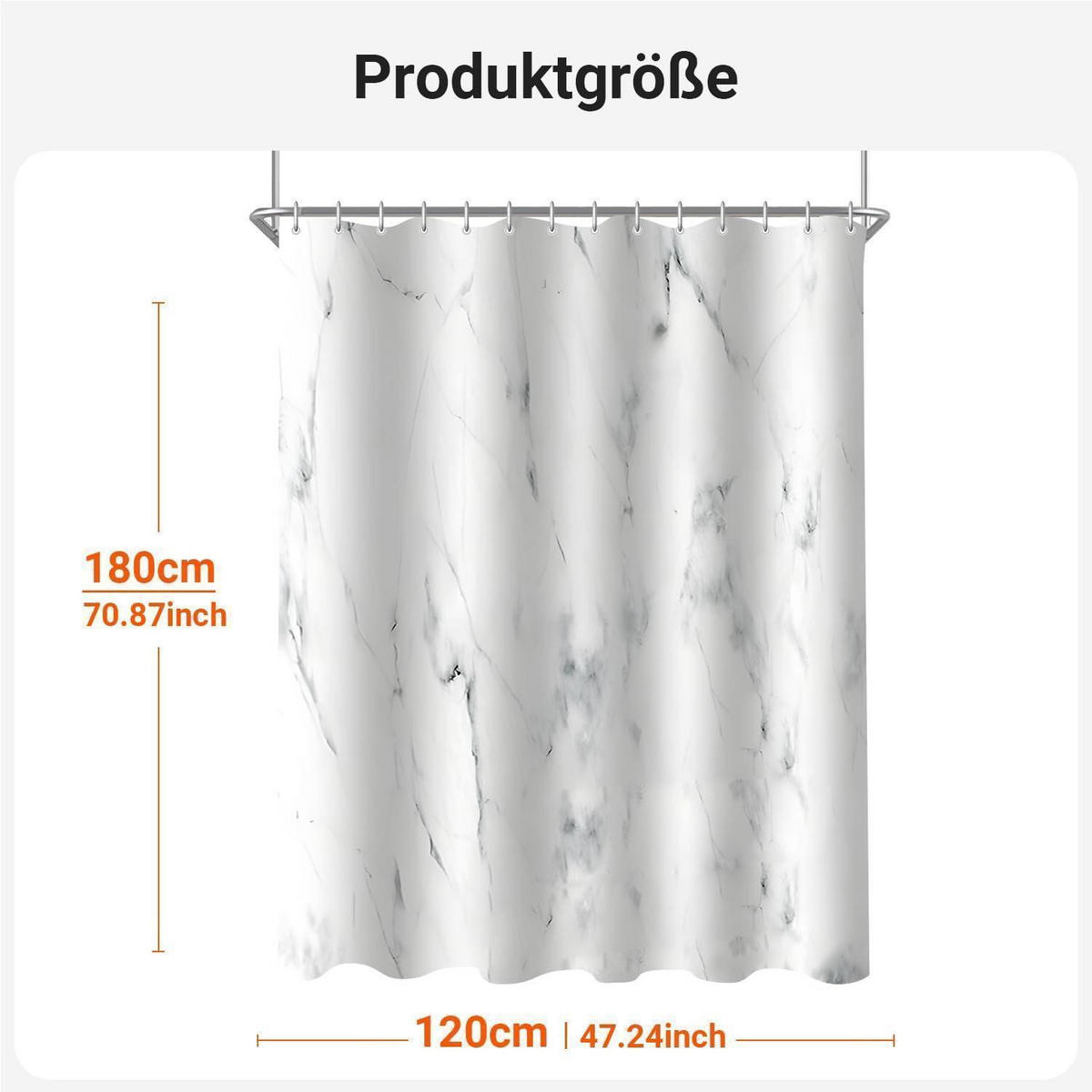 DUSCHVORHANG Marmoroptik 120 x 180 cm Textil Wasserdicht Waschbar - Multicolor, Textil (120/180cm)