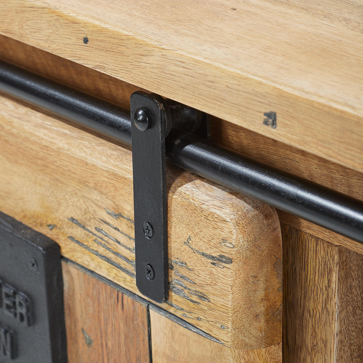 TV-LOWBOARD - Mango massiv / Eisen - Mango / Schwarz - Braun, Holz/Metall (180/50/55cm) - home24