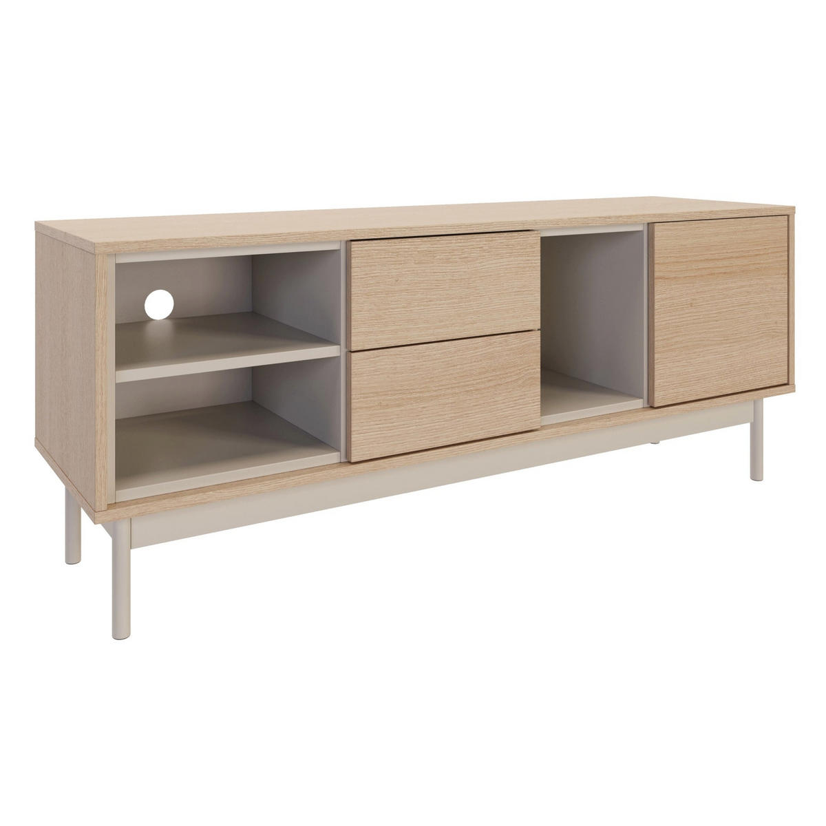 TV stolek Layen dřevodekor dub / kašmírově šedý 138/55/39 cm - béžová/barva dubu, kov/kompozitní dřevo (138/55/39cm) - Selsey