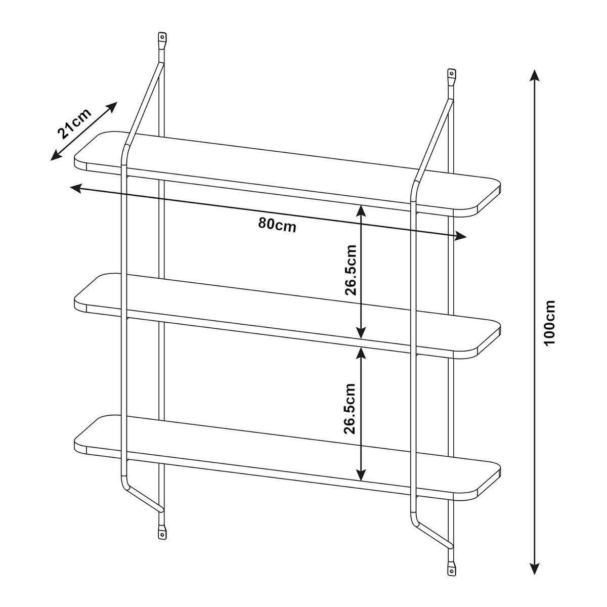 WANDREGAL Østfold - Weiß, Holzwerkstoff/Metall (80/100/21cm) - [en.casa]