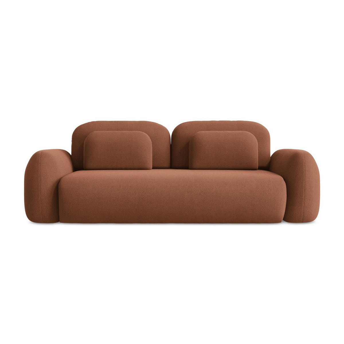 3-SITZER SOFA mit Schlaffunktion Bouclé Stoff Orange - Terracotta/Schwarz, Holzwerkstoff/Kunststoff (266/95/121cm) - LaMiaSofa