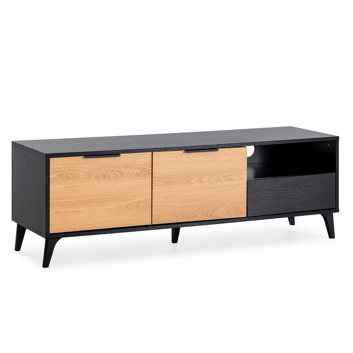 TV-ELEMENT Kalma 2 Türen 1 Schublade - Schwarz, Holzwerkstoff (136/45/40cm) - VS Venta-stock