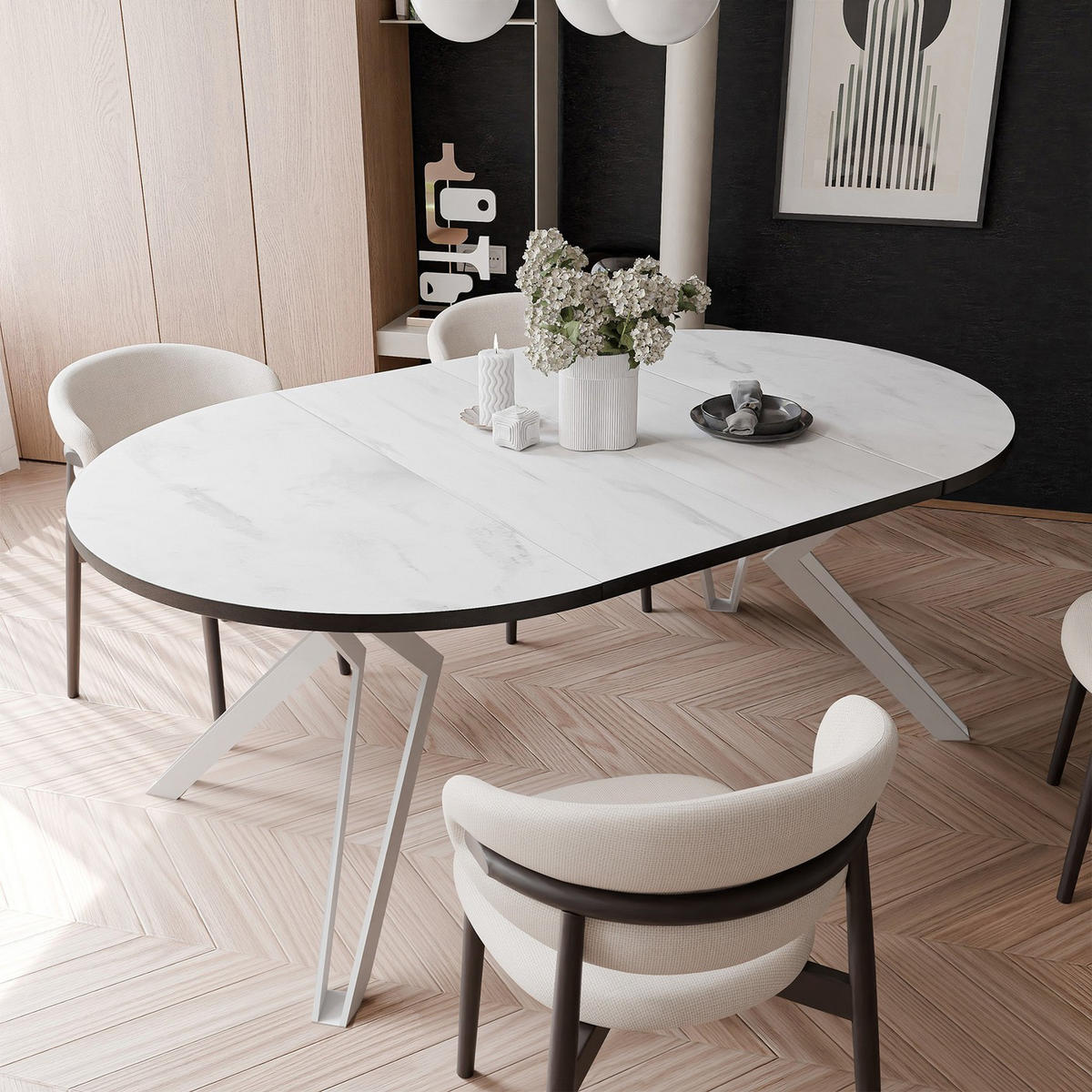 ESSTISCH ausziehbar aus MDF, Weiß - Weiß, Holzwerkstoff (100/100/76cm) - Idohome