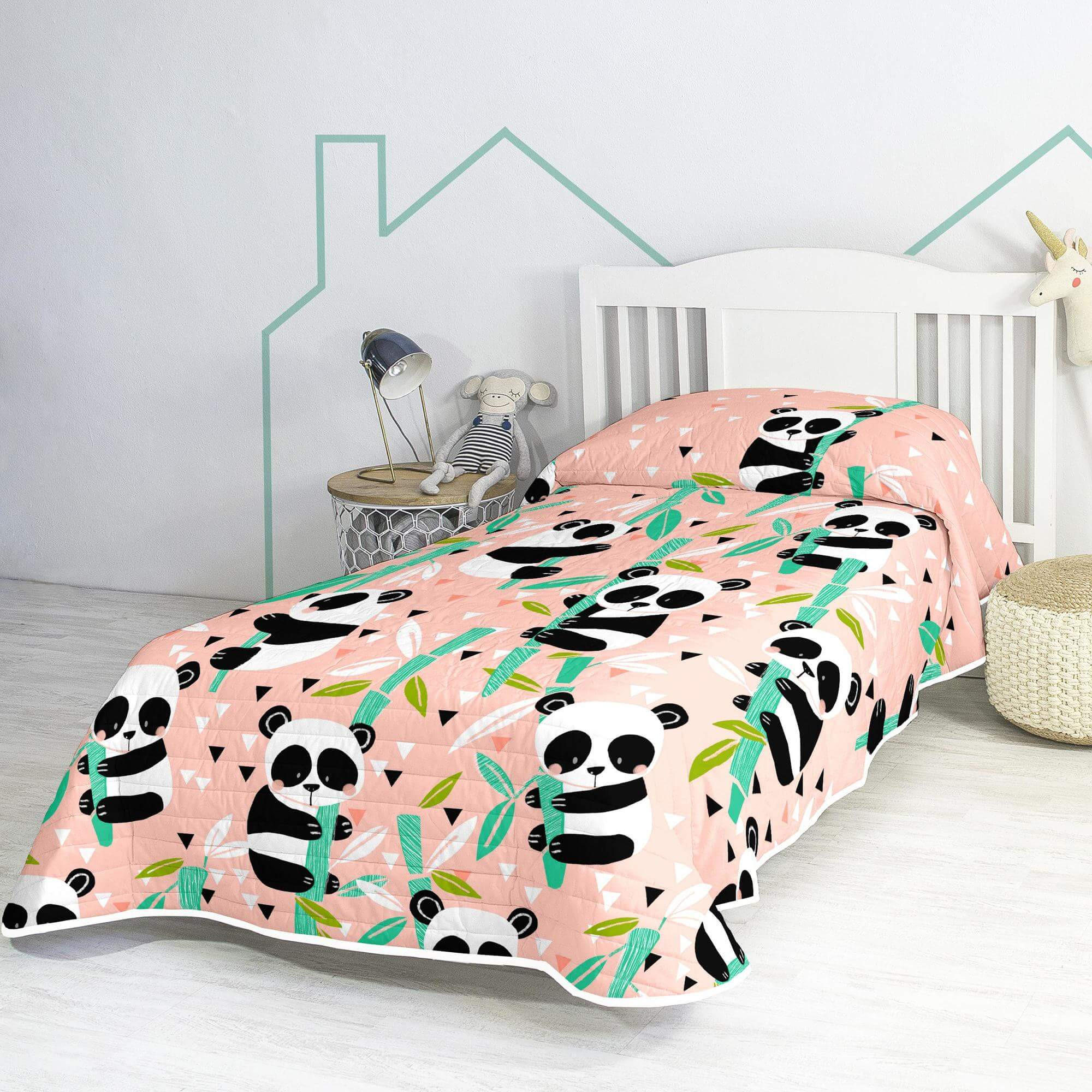 TAGESDECKE panda garden 200x260 cm (bett 105) rosa - Pink, Textil (200/260cm) - Happy Friday