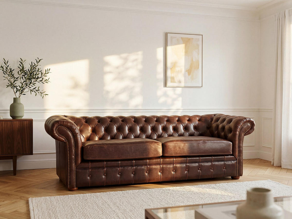 SOFA ohne Schlafmöglichkeit - -Sitzer - Leder - Schokoladenbraun - - Braun, Leder (232/73/90cm) - Vente-Unique