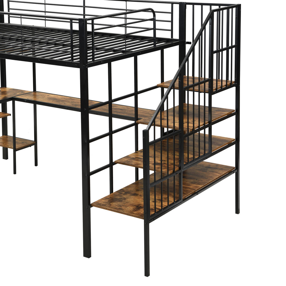 HOCHBETT 120/200 cm Schwarz mit Ladeanschluss und Lattenrost - Schwarz, Metall (120/200cm) - MIVRAY