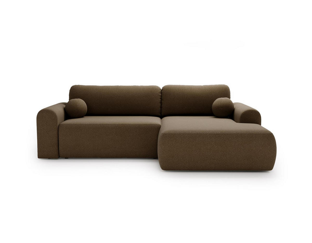 ECKSOFA Aurora Braun, mit Schlaffunktion in Lambi Stoff, rechte seite - Braun, Holzwerkstoff/Textil (257/177cm) - Bettso
