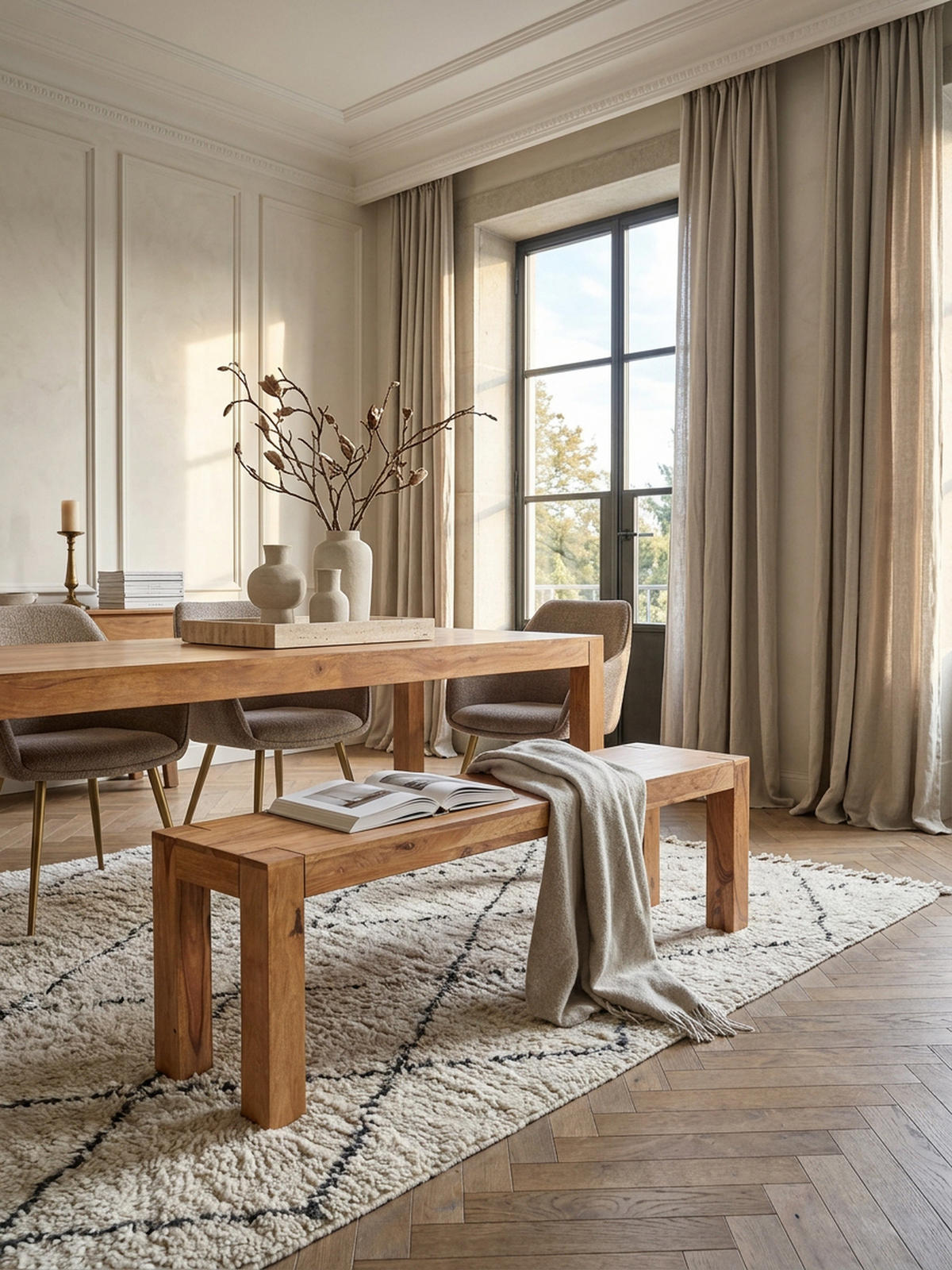 SITZBANK Massivholz Landhausstil handgefertigt, Beige 140x35x45 cm - Beige, Holz (140/45/35cm) - KADIMA DESIGN