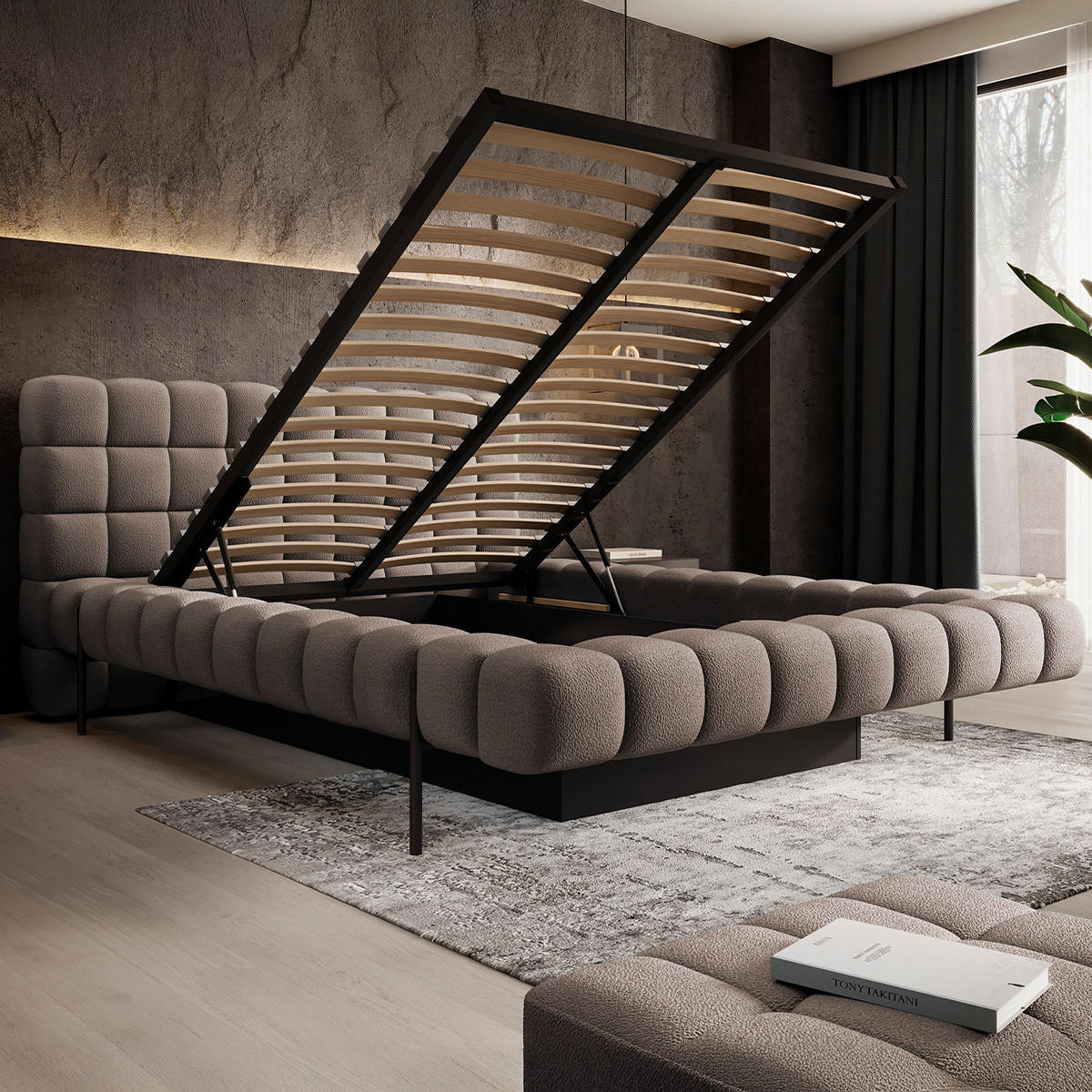 BETT 180/200 Ezio Taupe - Taupe, Holz (180/200cm) - Petits-meubles